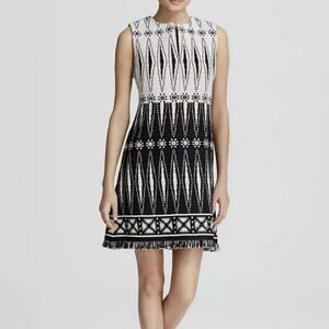 Tory Burch Runway Savora Tweed Jacquard Woven Fringe Gem Tunic Mini Dress Sz 6